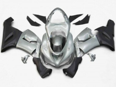 Carena Moto Kawasaki ZX6R 2005-2006 - Argento Nero Opaco Sconto