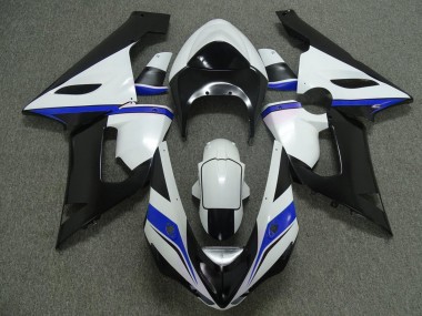 Carena Moto Kawasaki ZX6R 2005-2006 - Bianco Nero Blu Sconto