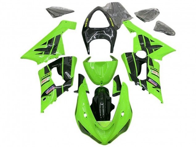 Carena Moto Kawasaki ZX6R 2005-2006 - Verde Chiaro Nero Castrol
