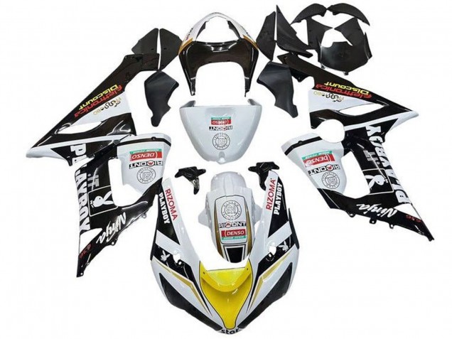 Carena Moto Kawasaki ZX6R 2005-2006 - Bianco Nero Giallo Rosso Rizoma Playboy