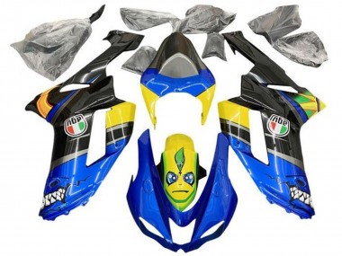 Carena Moto Kawasaki ZX6R 2007-2008 - Blu Nero Giallo Squalo Sconto