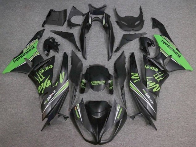 Carena Moto Kawasaki ZX6R 2009-2012 - Nero Opaco Verde Mostro