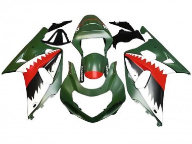 Carena Moto Suzuki GSXR 600 / GSXR 750 2001-2003 - Verde Militare Opaco Bianco Rosso Squalo Sconto