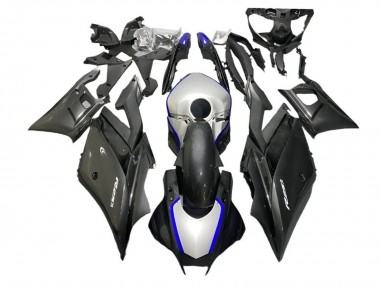 Carena Moto Yamaha YZF R3/R25 2022-2024 - Argento Blu Nero Fibra di Carbonio Stile Sconto