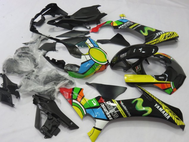 Carena Moto Yamaha YZF 1000 R1 2020-2025 - Bianco Blu Verde Giallo Rosso Nero Ruota dei Colori MoviStar
