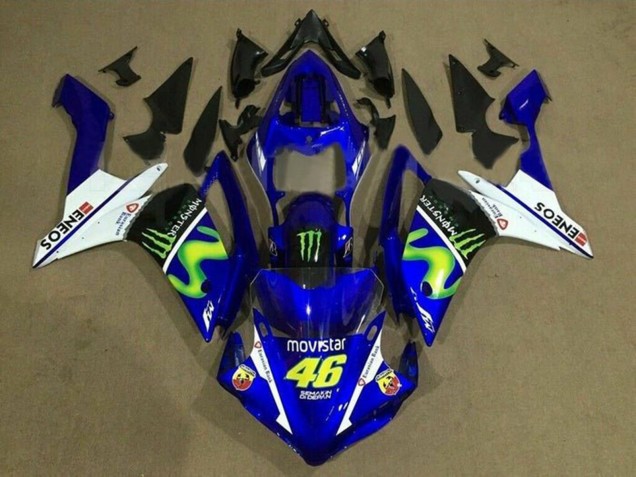 Carena Moto Yamaha YZF 1000 R1 2007-2008 - Blu Bianco Nero Verde MoviStar Mostro ENEOS
