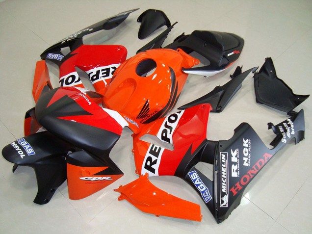Carena Moto Honda CBR600RR 2005-2006 - Arancia Rosso Bianco Nero Opaco Repsol Corsa