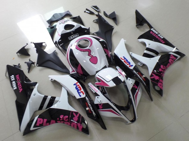 Carena Moto Honda CBR600RR 2007-2008 - Bianco Rosa Nero Opaco HRC Playboy Durex