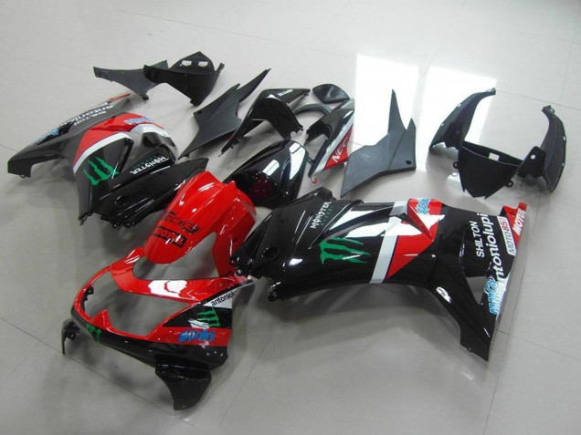 Carena Moto Kawasaki ZX250R 2008-2012 - Nero Lucido Rosso Bianco Verde Mostro Motul
