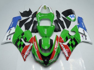 Carena Moto Kawasaki ZX6R 2005-2006 - Bianco Verde Rosso Blu Nero Motocard Sconto