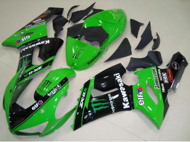 Carena Moto Kawasaki ZX6R 2005-2006 - Verde Nero Lucido Elf Mostro Sconto