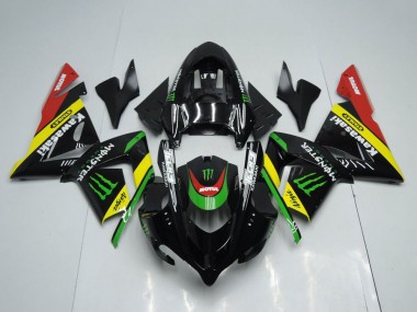 Carena Moto Kawasaki ZX10R 2004-2005 - Nero Lucido Rosso Giallo Verde Mostro Sconto