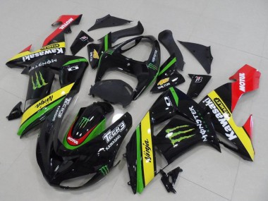 Carena Moto Kawasaki ZX10R 2006-2007 - Nero Lucido Rosso Giallo Verde Mostro Sconto