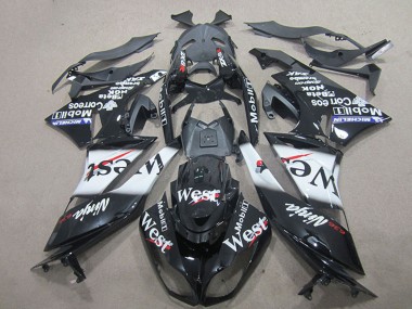 Carena Moto Kawasaki ZX6R 2009-2012 - Nero Lucido Bianco West Sconto