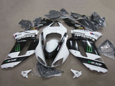 Carena Moto Kawasaki ZX6R 2007-2008 - Nero Bianco Mostro Sconto