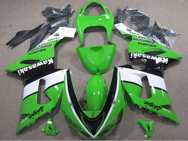 Carena Moto Kawasaki ZX6R 2005-2006 - Verde Bianco Nero