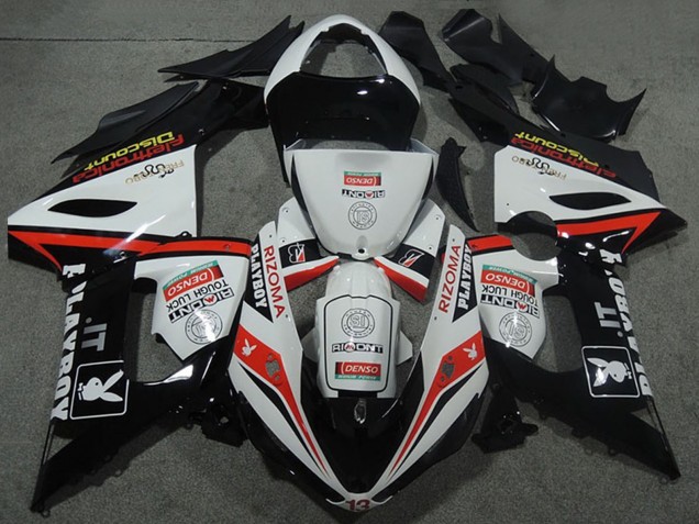 Carena Moto Kawasaki ZX6R 2005-2006 - Bianco Nero Rosso Rizoma Playboy