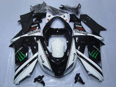 Carena Moto Kawasaki ZX10R 2006-2007 - Bianco Nero Lucido Verde Elf Touch4 Mostro Sconto