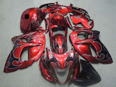 Carena Moto Suzuki GSXR 1300 Hayabusa 1996-2007 - Rosso Argento Nero Fiamma Sconto