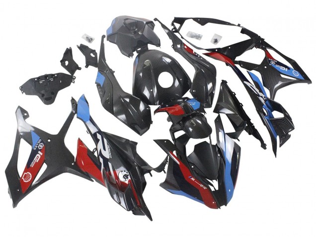 Carena Moto BMW S1000RR 2023-2024 - Blu Rosso Fibra di Carbonio